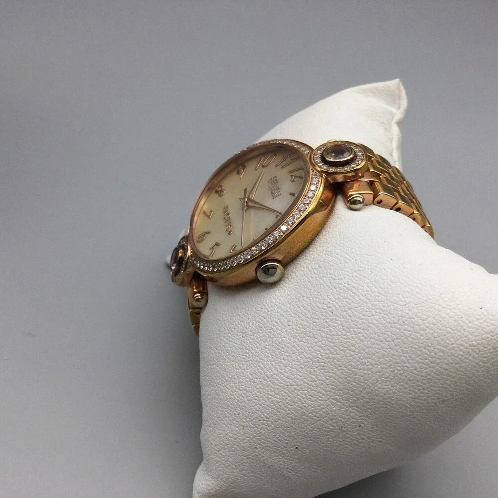 Ecclissi Facets Women Watch 34mm MOP Crystal Rose Gold Tone New Battery 5.5